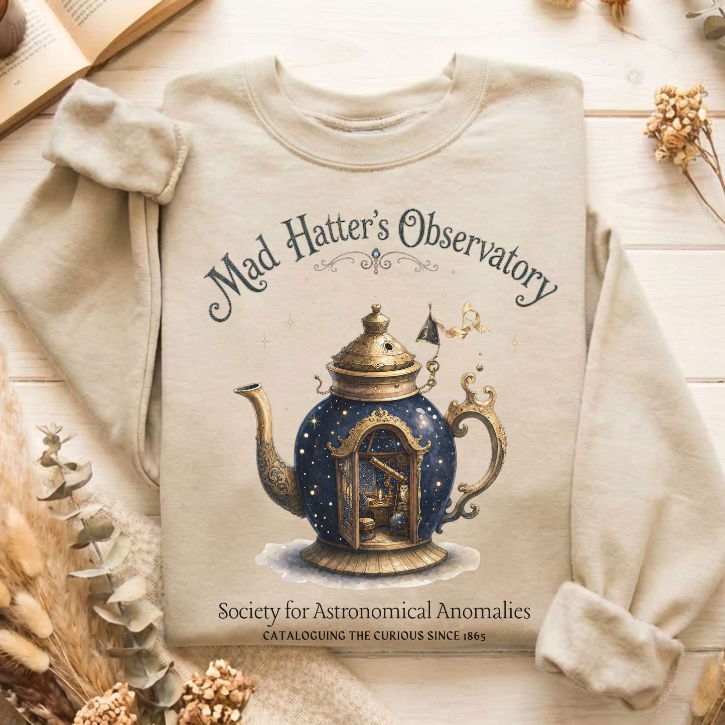 Mad Hatter's Observatory Lewis Carroll Literary Sweatshirt