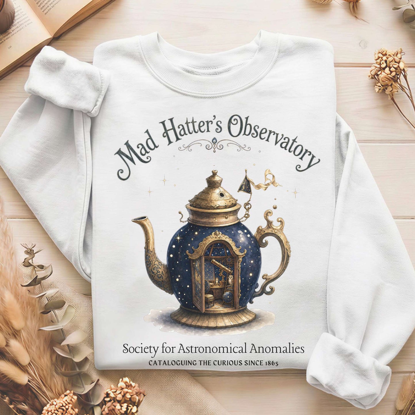 Mad Hatter's Observatory Lewis Carroll Literary Sweatshirt