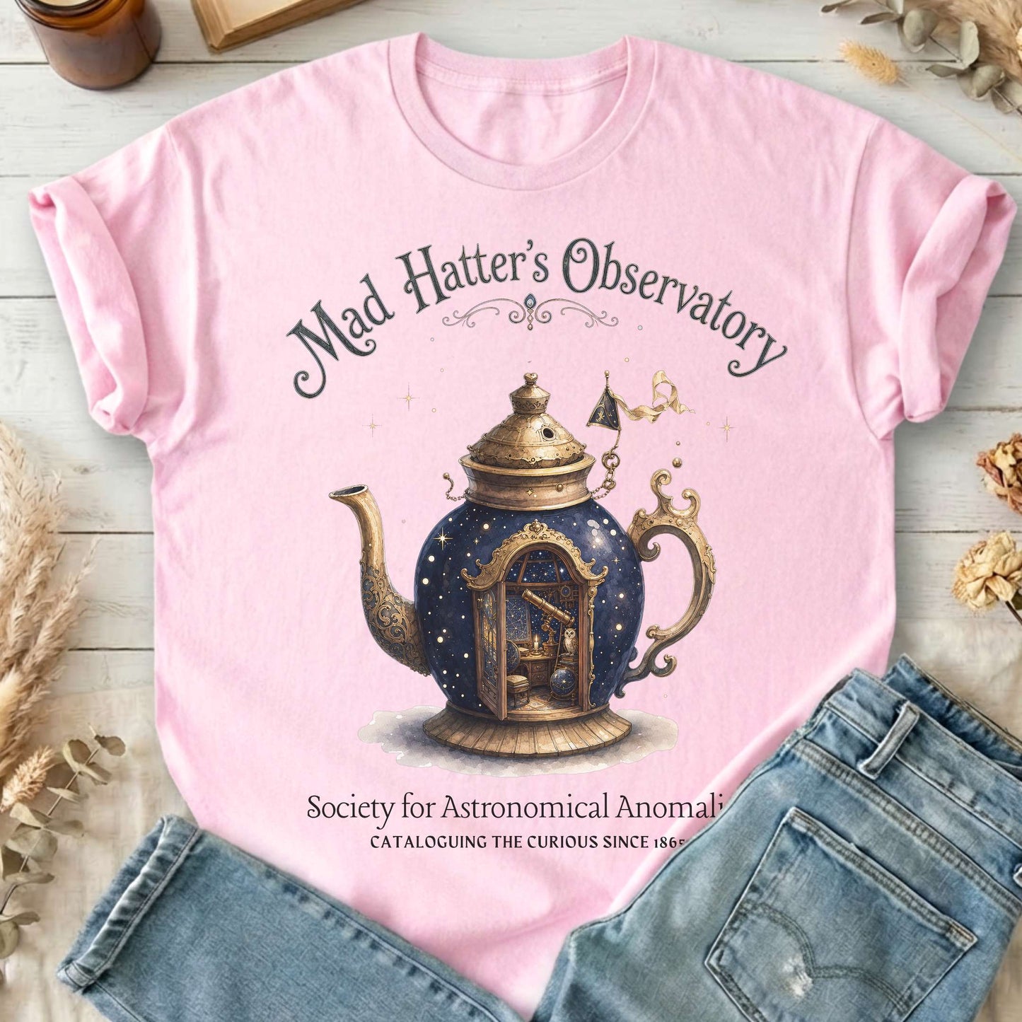 Mad Hatter's Observatory Lewis Carroll Literary T-Shirt