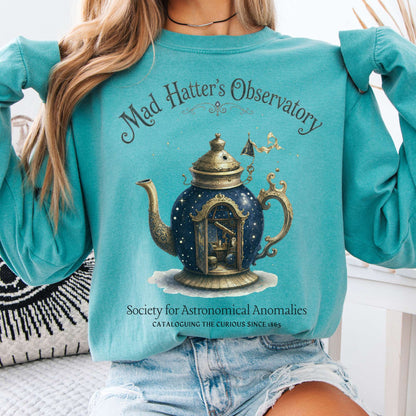 Long-sleeve Seafoam / S Mad Hatter's Observatory Lewis Carroll Literary Long Sleeve The Mystic Eden