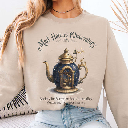 Sweatshirt Sand / S Mad Hatter's Observatory Lewis Carroll Literary Crewneck Sweatshirt The Mystic Eden