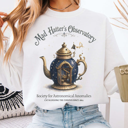 Sweatshirt White / S Mad Hatter's Observatory Lewis Carroll Literary Crewneck Sweatshirt The Mystic Eden