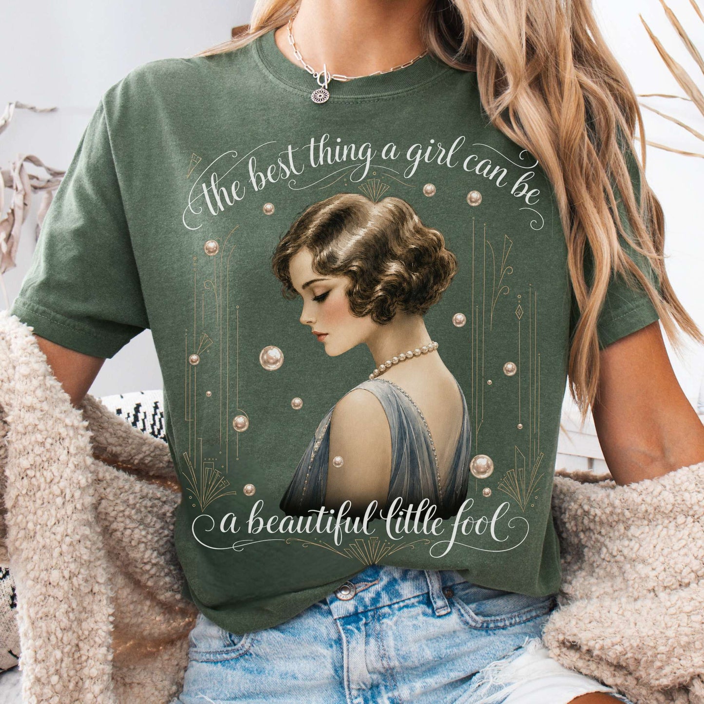 T-Shirt Moss / S A Beautiful Little Fool The Great Gatsby Literary T-Shirt The Mystic Eden