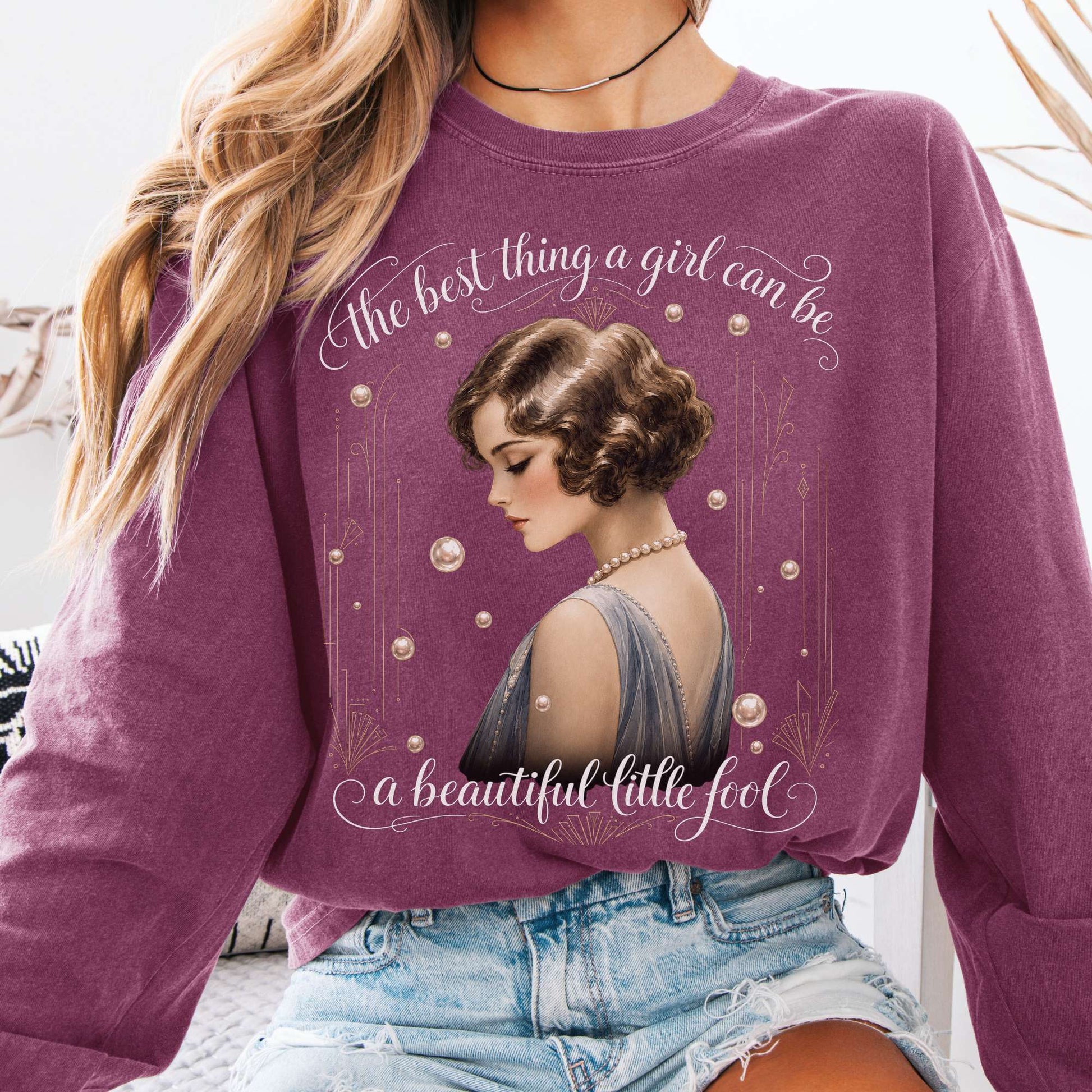 Long-sleeve Berry / S A Beautiful Little Fool The Great Gatsby Literary Long Sleeve The Mystic Eden