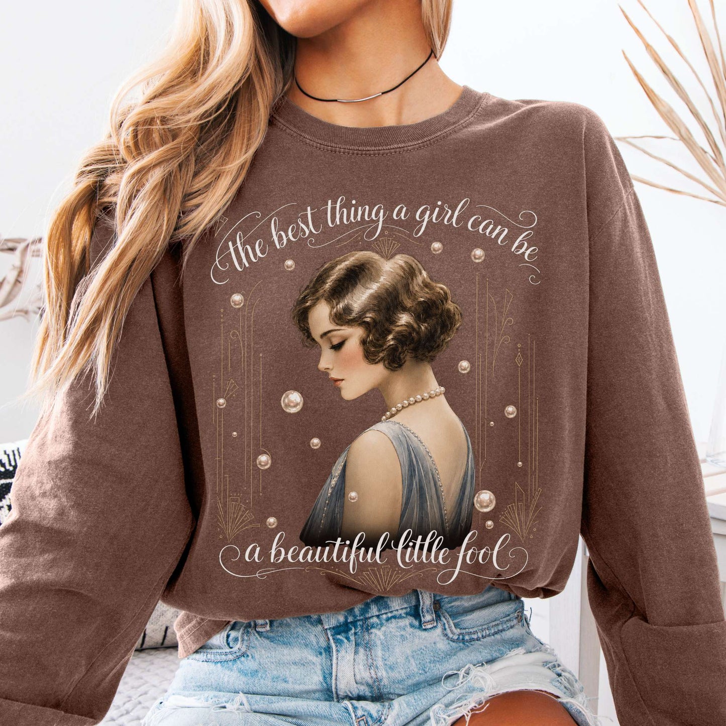 Long-sleeve Espresso / S A Beautiful Little Fool The Great Gatsby Literary Long Sleeve The Mystic Eden