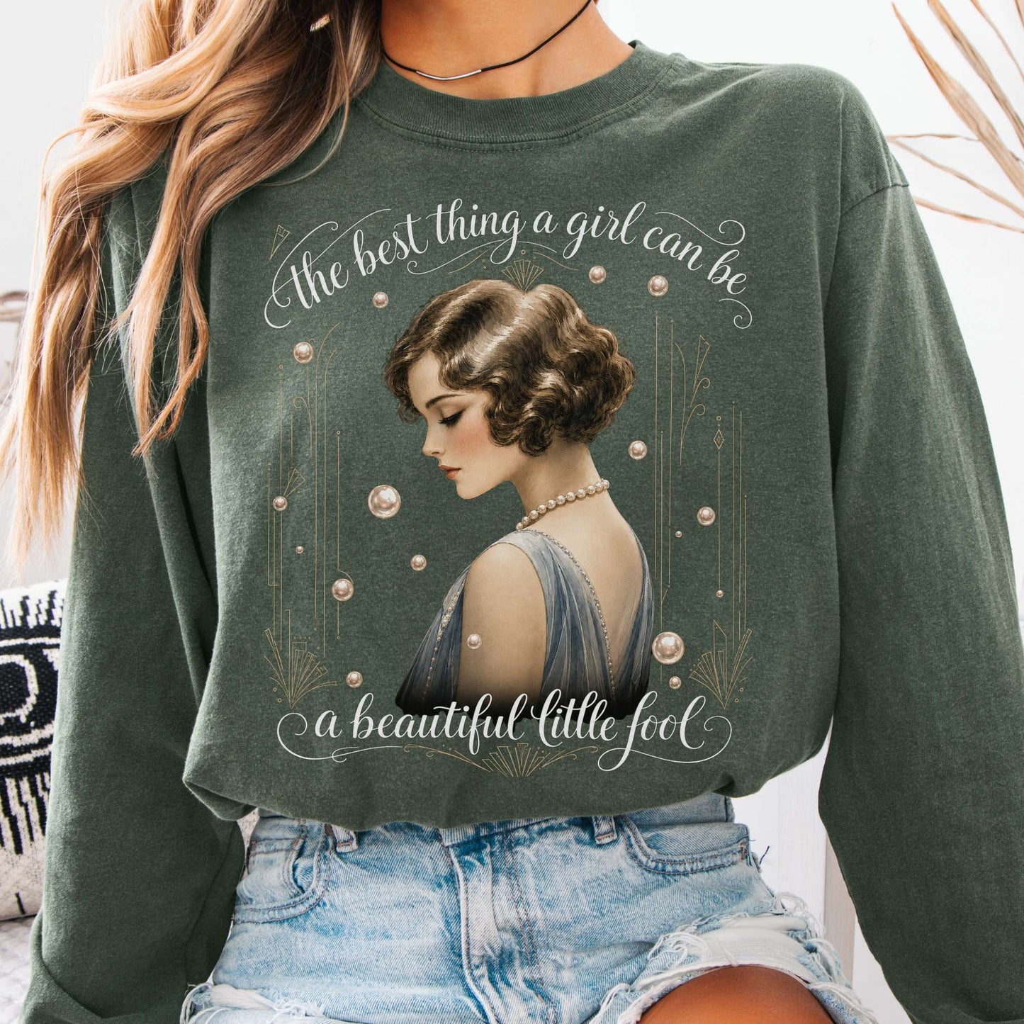 Long-sleeve Hemp / S A Beautiful Little Fool The Great Gatsby Literary Long Sleeve The Mystic Eden