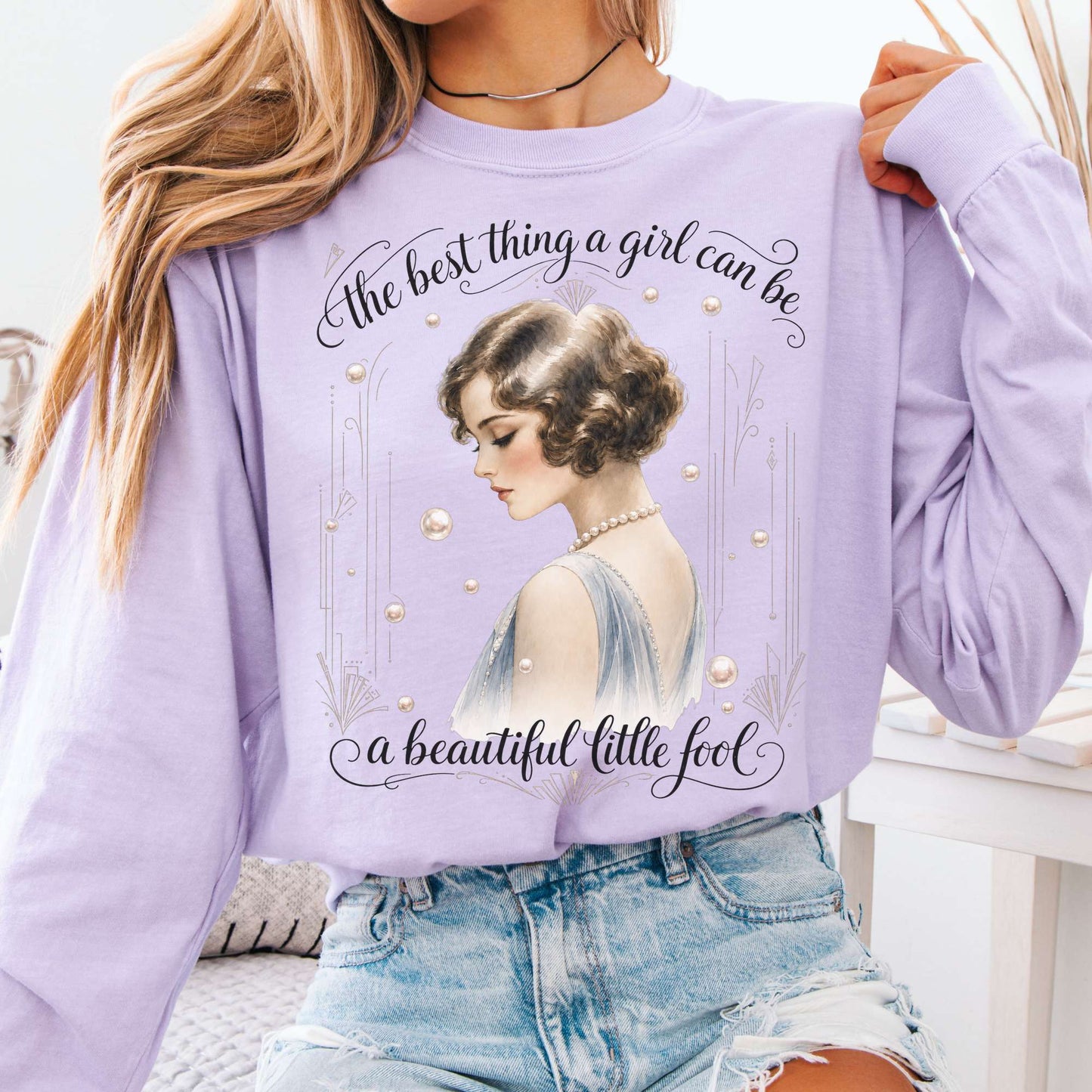 Long-sleeve Orchid / S A Beautiful Little Fool The Great Gatsby Literary Long Sleeve The Mystic Eden