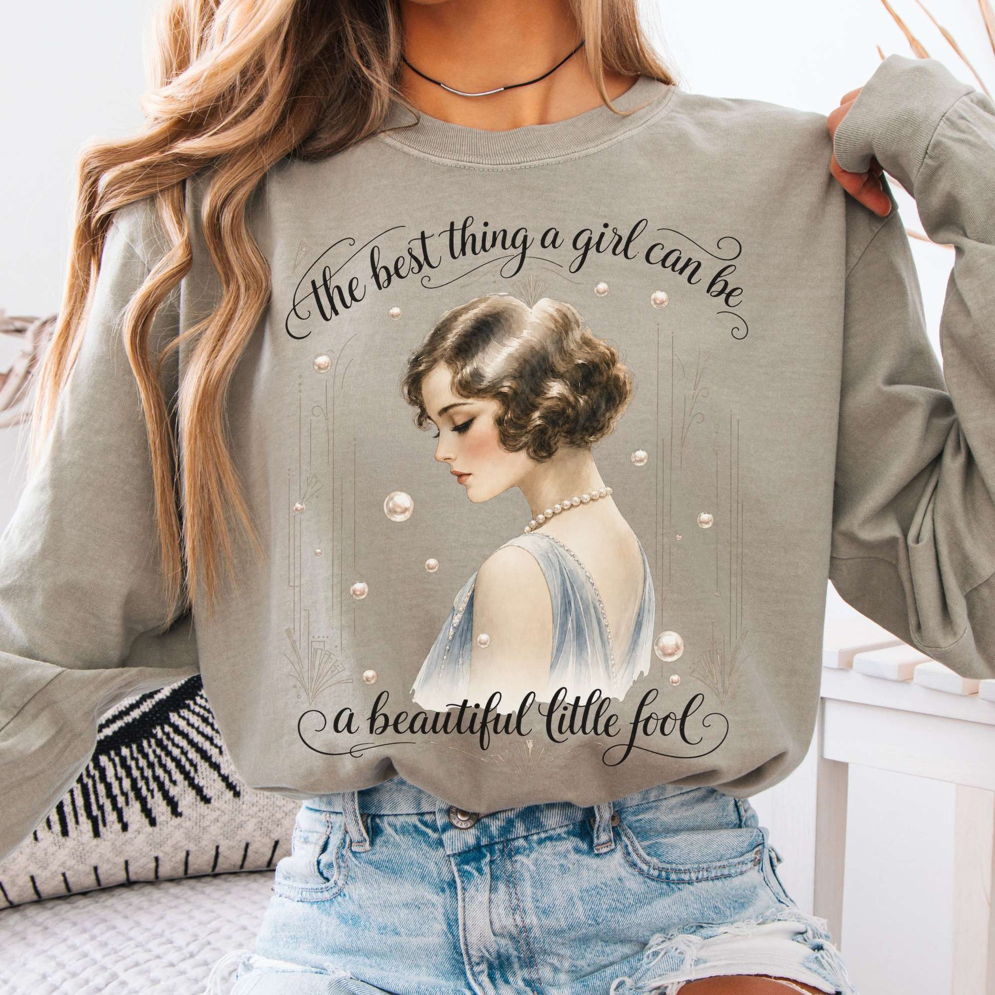 Long-sleeve Sandstone / S A Beautiful Little Fool The Great Gatsby Literary Long Sleeve The Mystic Eden
