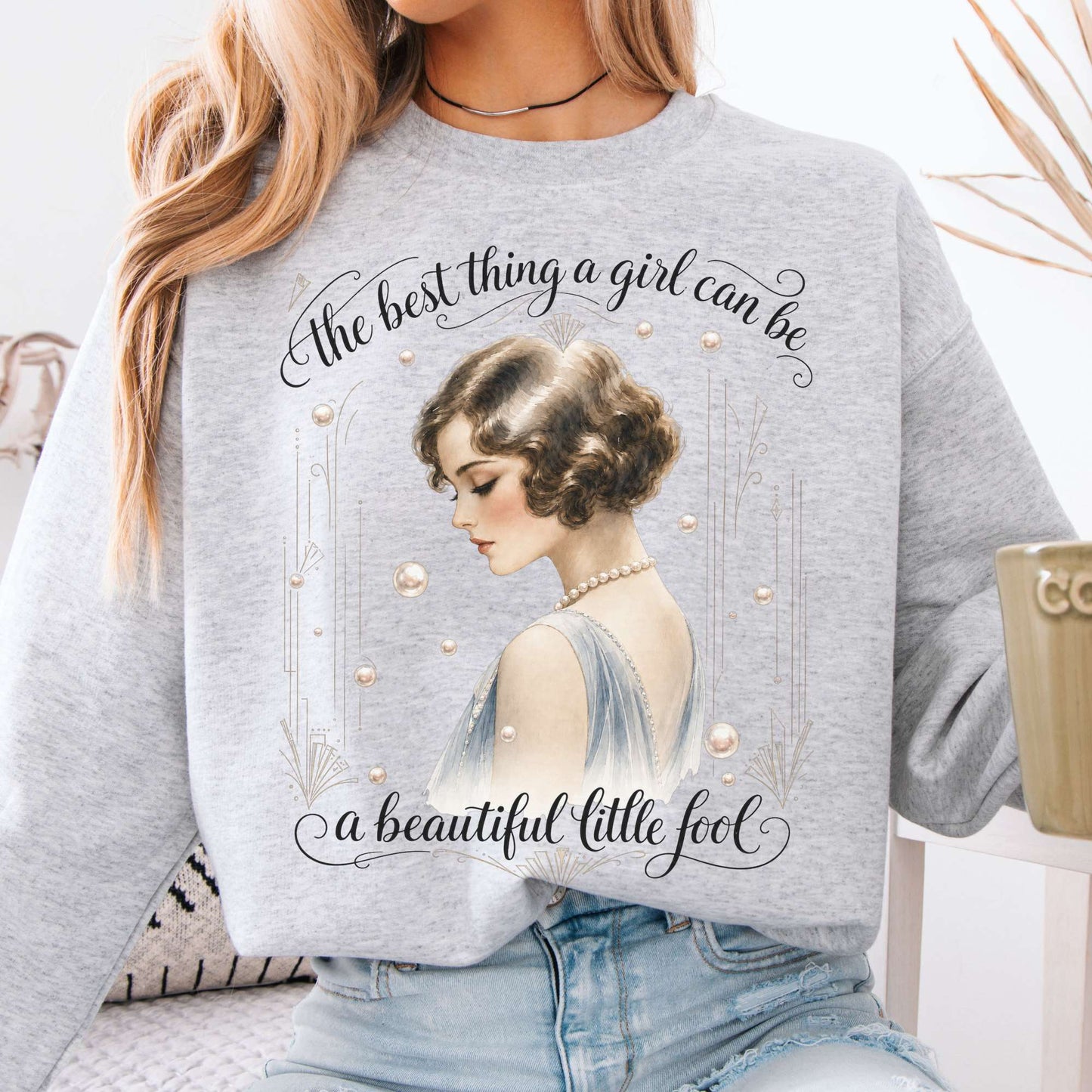 Sweatshirt Ash / S A Beautiful Little Fool The Great Gatsby Literary Crewneck Sweatshirt The Mystic Eden