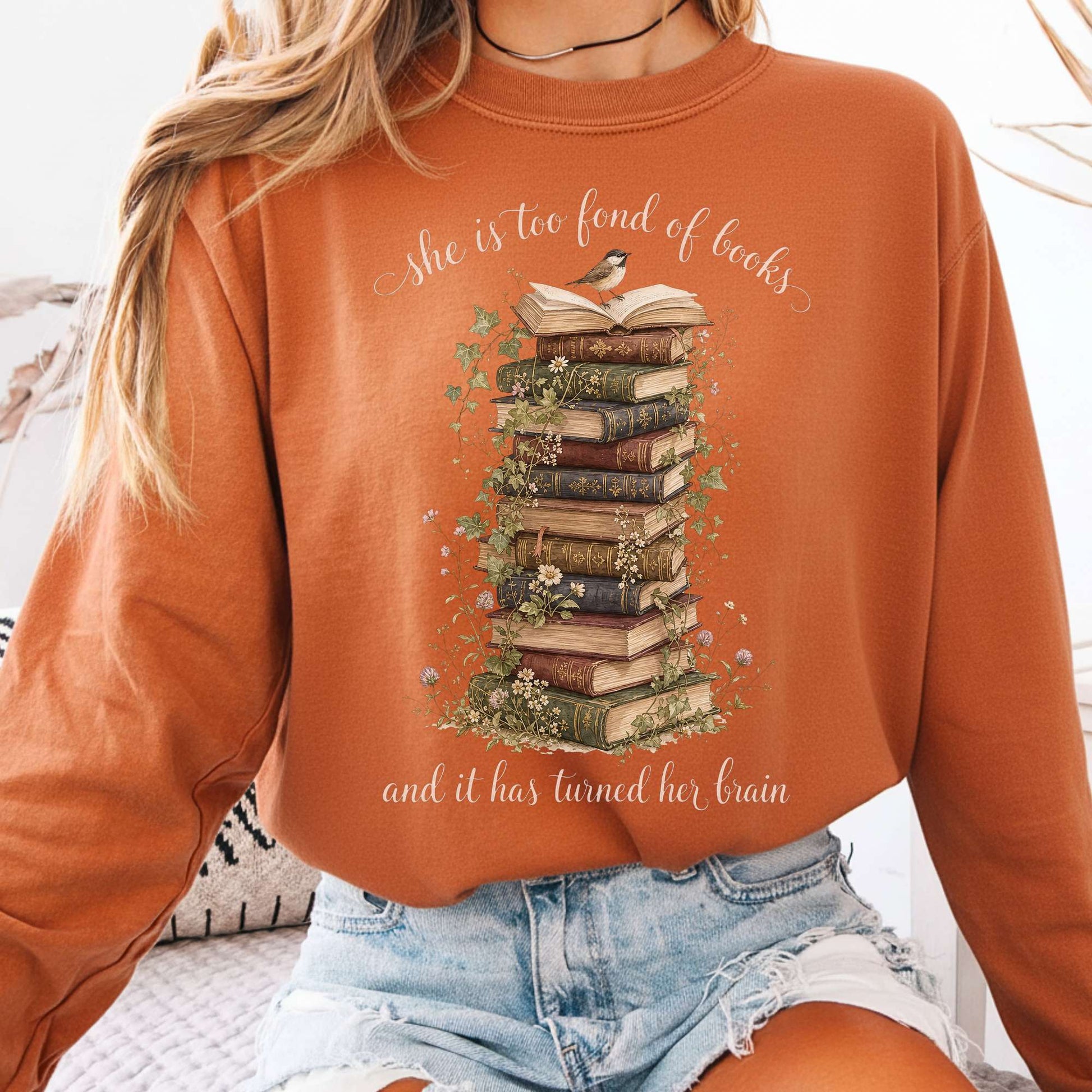 Long-sleeve Yam / S She Is Too Fond of Books Louisa May Alcott Literary Long Sleeve The Mystic Eden