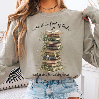 Long-sleeve Sandstone / S She Is Too Fond of Books Louisa May Alcott Literary Long Sleeve The Mystic Eden