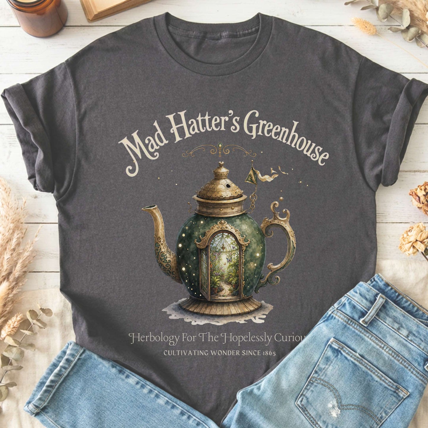 Mad Hatter's Greenhouse Lewis Carroll Literary T-Shirt