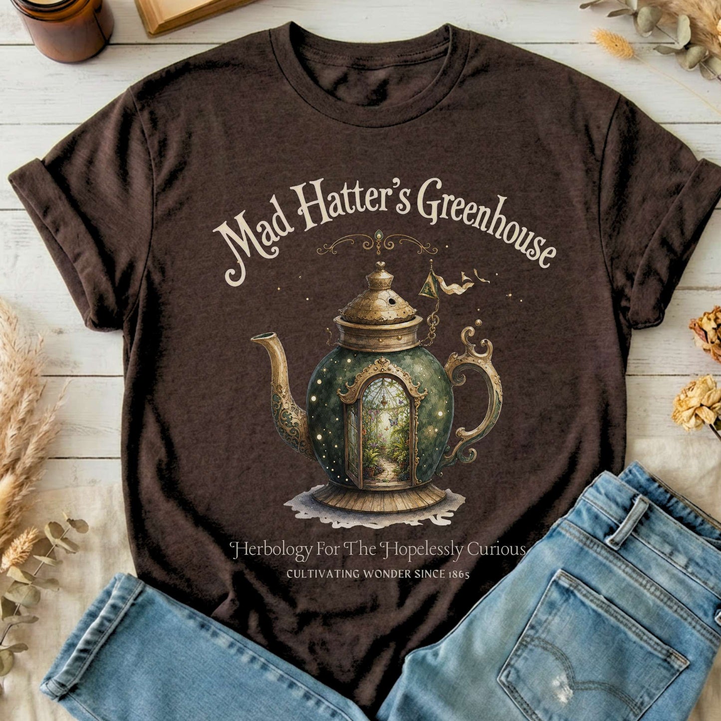 Mad Hatter's Greenhouse Lewis Carroll Literary T-Shirt