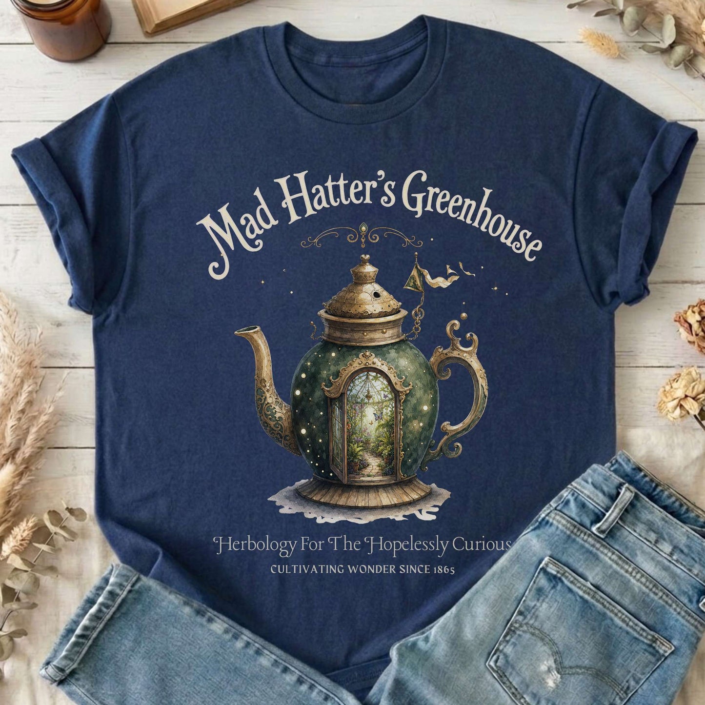 Mad Hatter's Greenhouse Lewis Carroll Literary T-Shirt