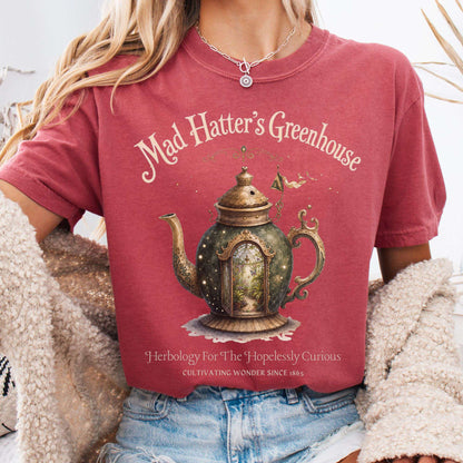 T-Shirt Crimson / S Mad Hatter's Greenhouse Lewis Carroll Literary T-Shirt The Mystic Eden