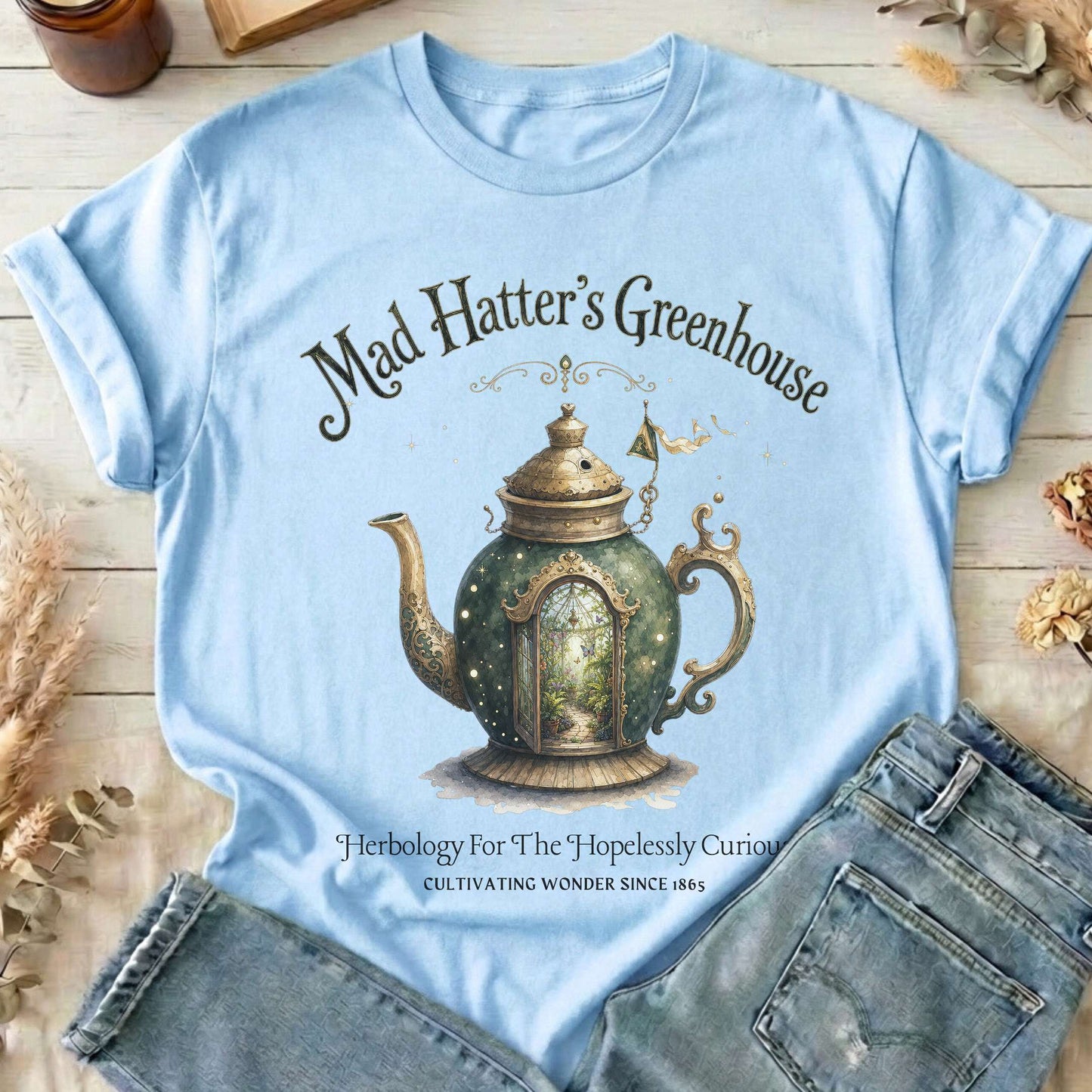 Mad Hatter's Greenhouse Lewis Carroll Literary T-Shirt