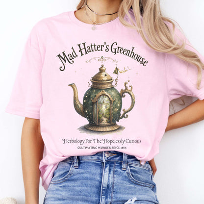 Mad Hatter's Greenhouse Lewis Carroll Literary T-Shirt