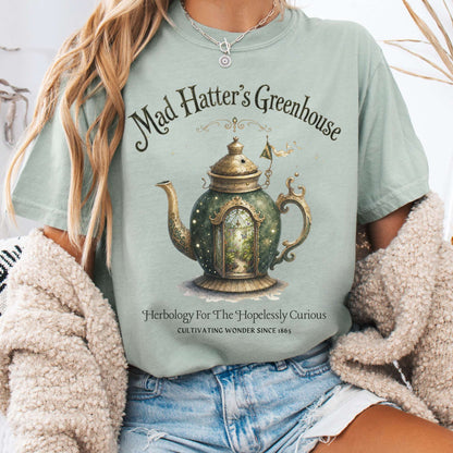T-Shirt Bay / S Mad Hatter's Greenhouse Lewis Carroll Literary T-Shirt The Mystic Eden