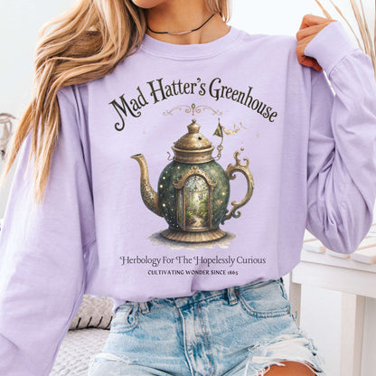 Long-sleeve Orchid / S Mad Hatter's Greenhouse Lewis Carroll Literary Long Sleeve The Mystic Eden