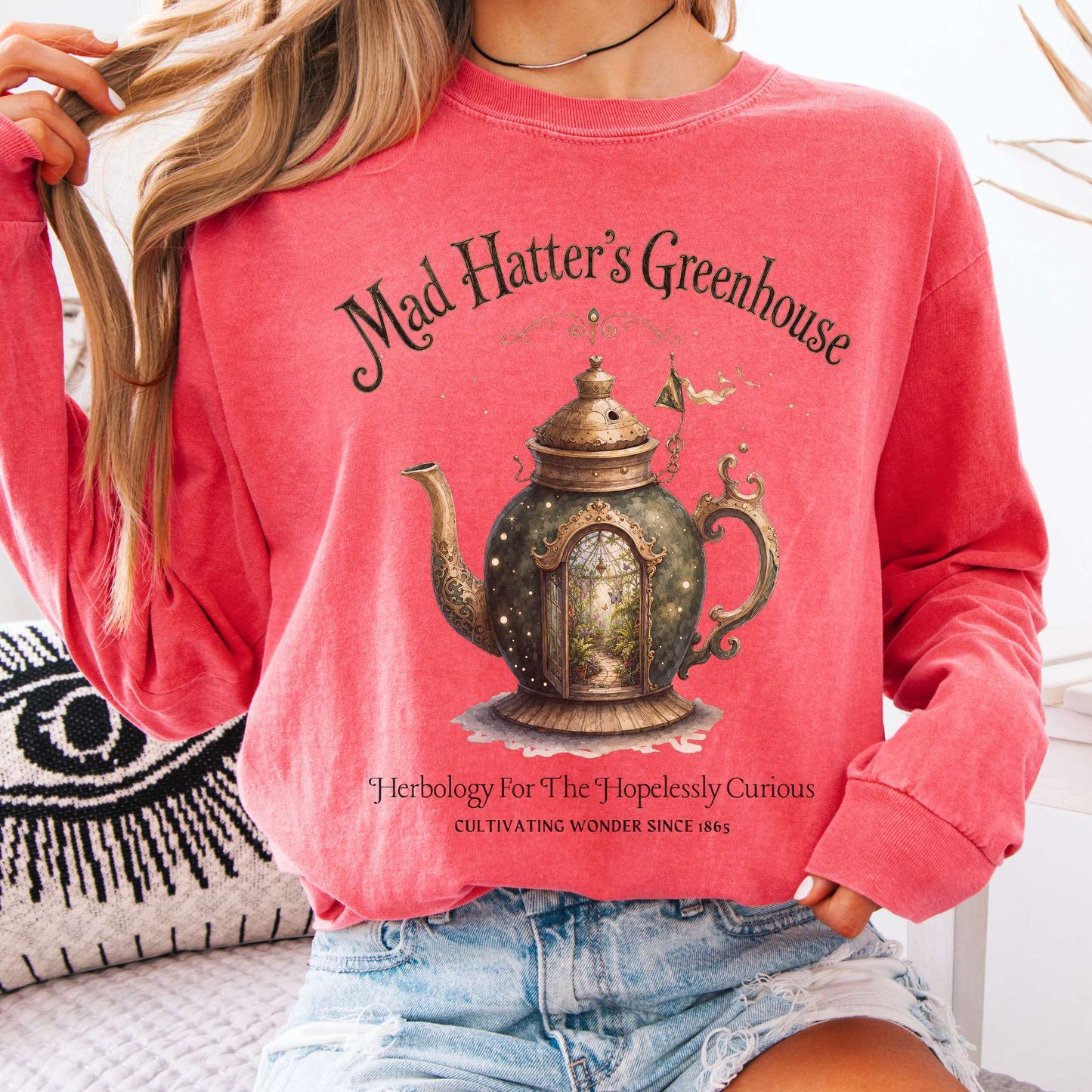 Long-sleeve Watermelon / S Mad Hatter's Greenhouse Lewis Carroll Literary Long Sleeve The Mystic Eden