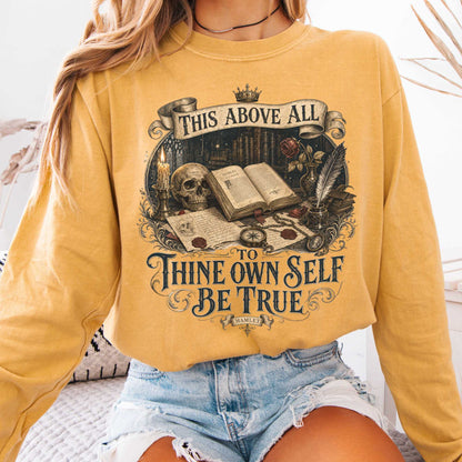 Long-sleeve Mustard / S To Thine Own Self Be True Hamlet Shakespeare Long Sleeve The Mystic Eden
