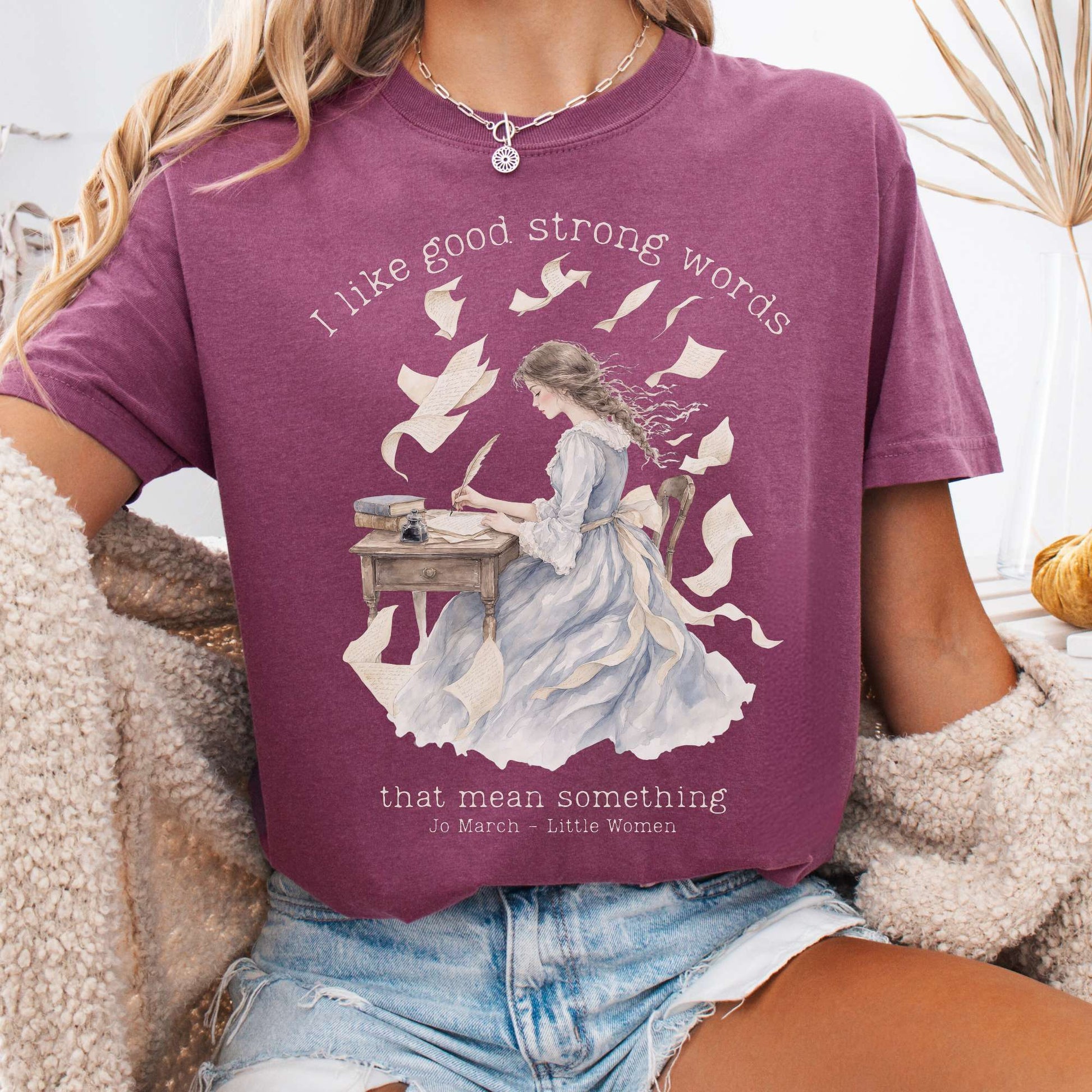 T-Shirt Berry / S I Like Good Strong Words Little Women Alcott Literary T-Shirt The Mystic Eden