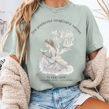 T-Shirt Bay / S She Preferred Imaginary Heroes Louisa May Alcott Literary T-Shirt The Mystic Eden