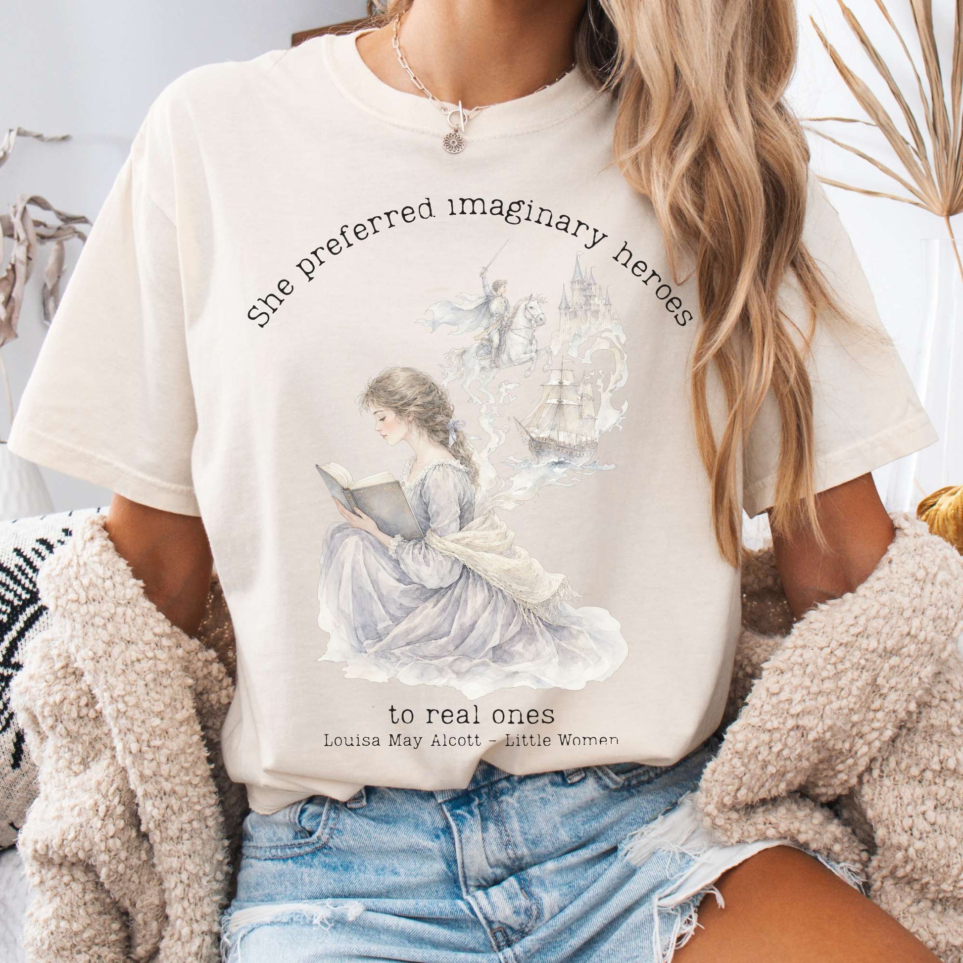 T-Shirt Ivory / S She Preferred Imaginary Heroes Louisa May Alcott Literary T-Shirt The Mystic Eden