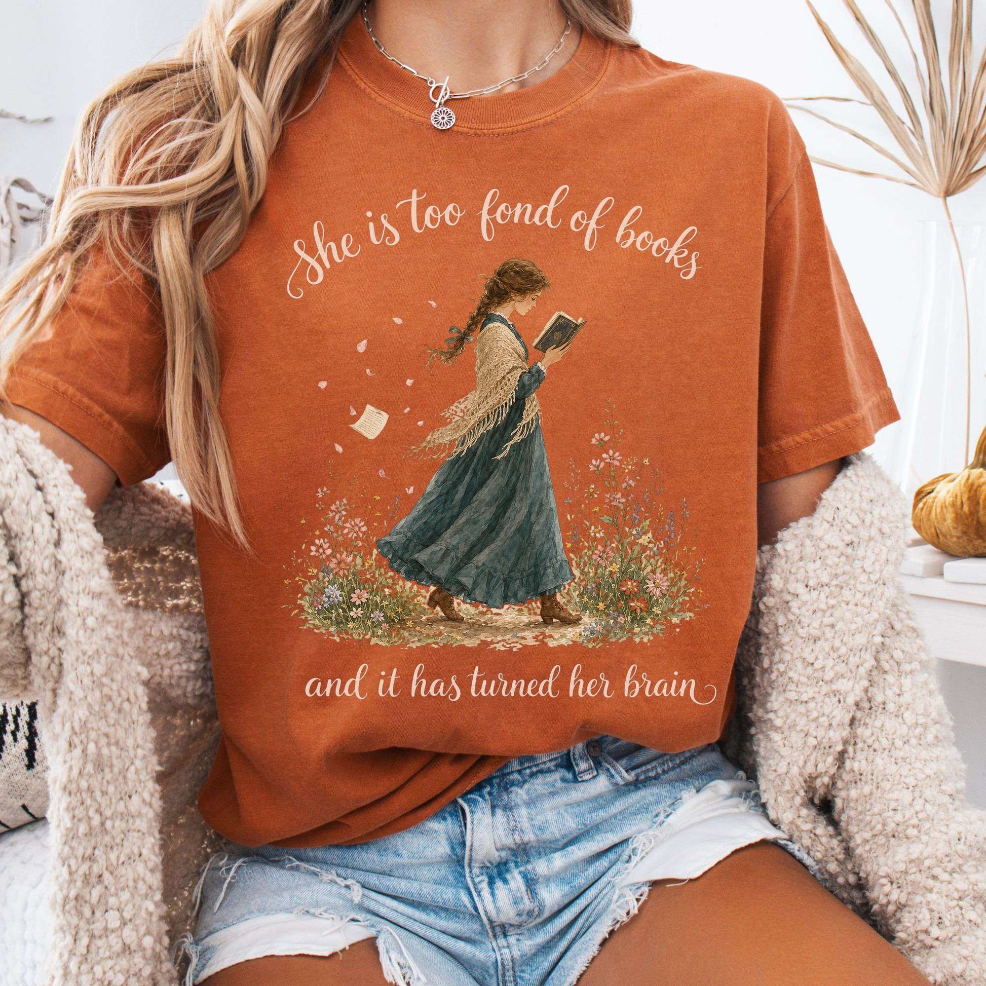 T-Shirt Yam / S She Is Too Fond of Books Louisa May Alcott Literary T-Shirt The Mystic Eden