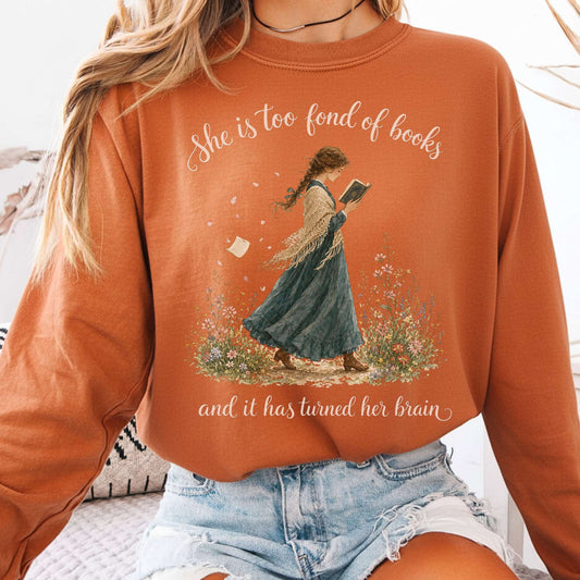 Long-sleeve Yam / S She Is Too Fond of Books Louisa May Alcott Literary Long Sleeve The Mystic Eden