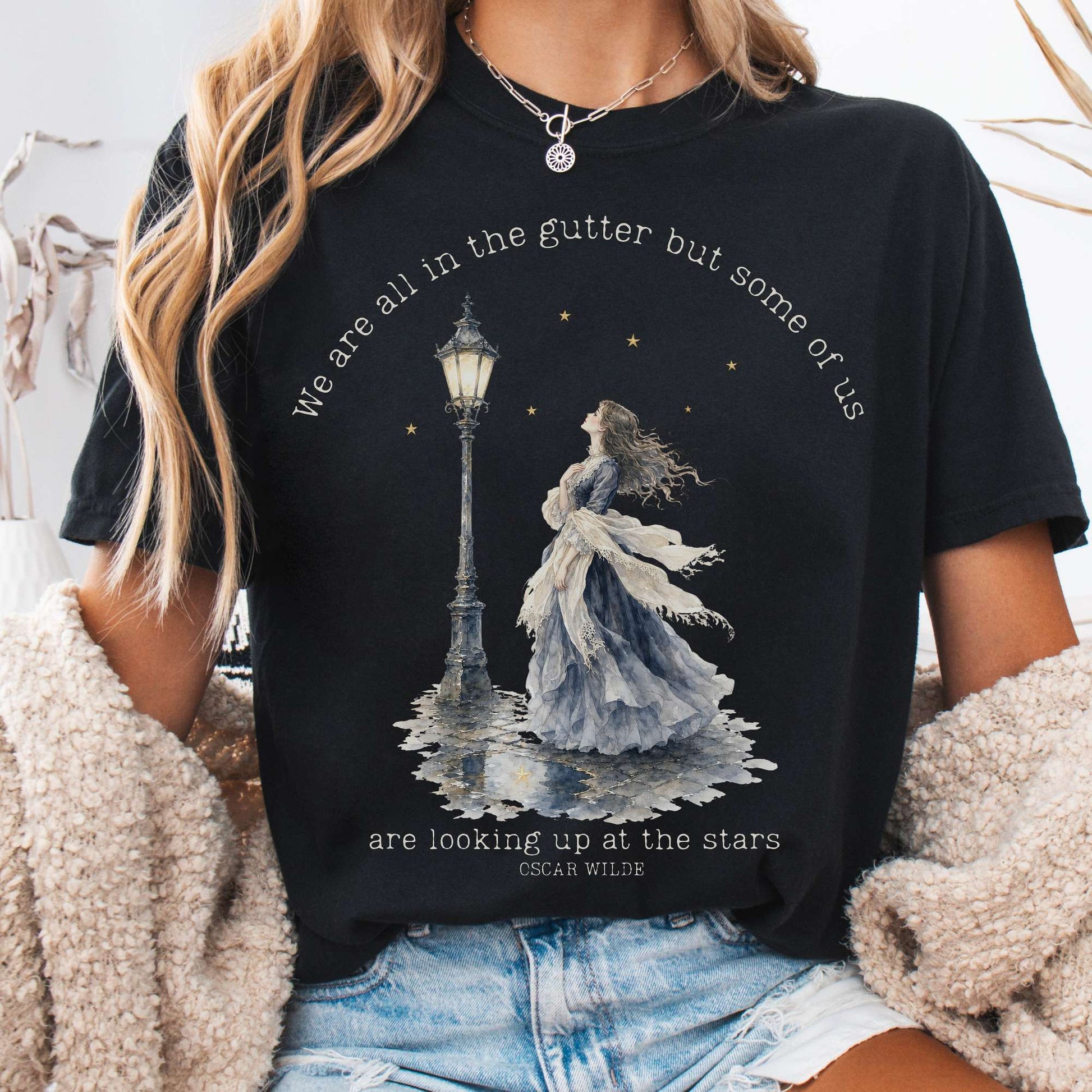 T-Shirt Black / S We Are All In The Gutter Oscar Wilde Literary T-Shirt The Mystic Eden