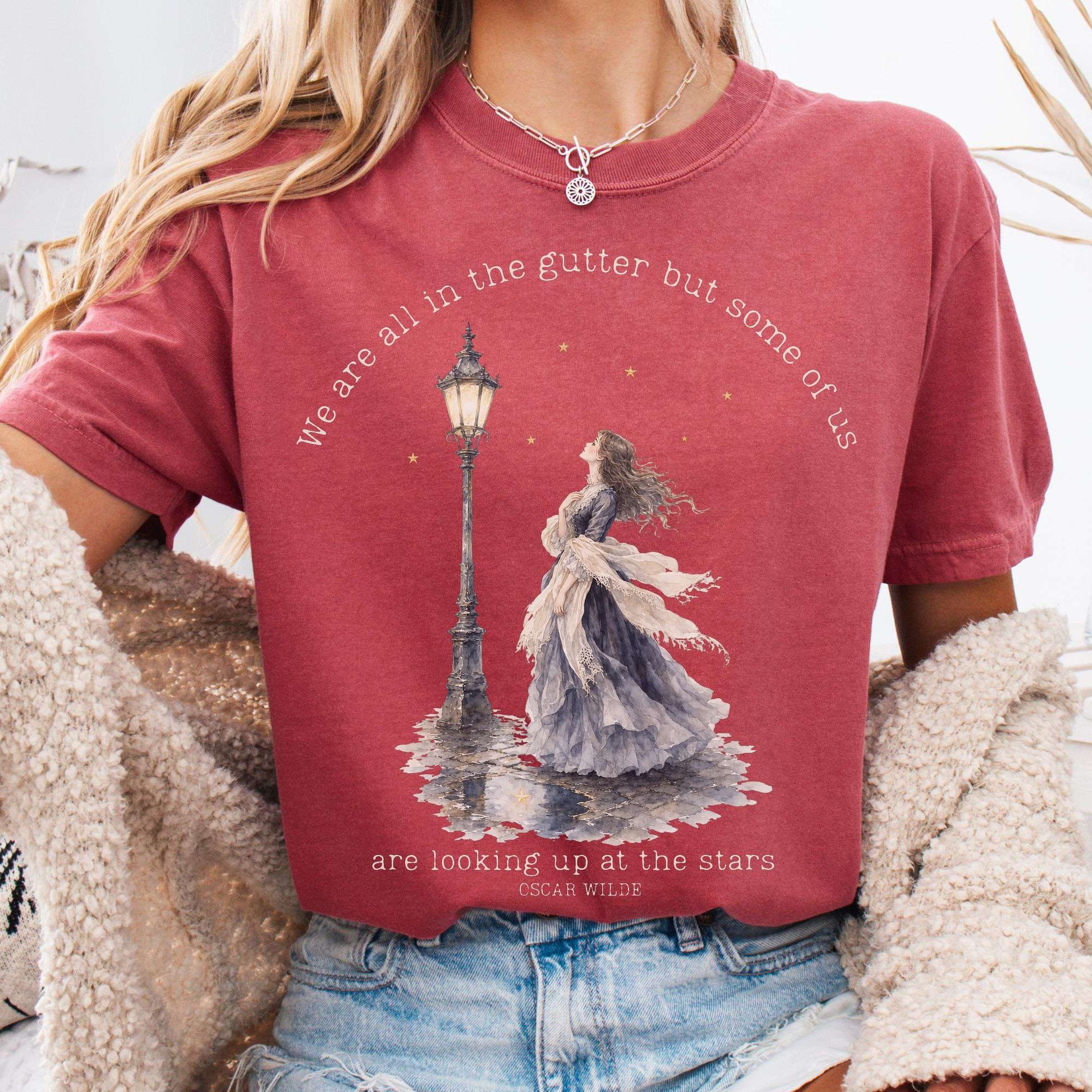 T-Shirt Crimson / S We Are All In The Gutter Oscar Wilde Literary T-Shirt The Mystic Eden