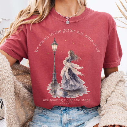 T-Shirt Crimson / S We Are All In The Gutter Oscar Wilde Literary T-Shirt The Mystic Eden