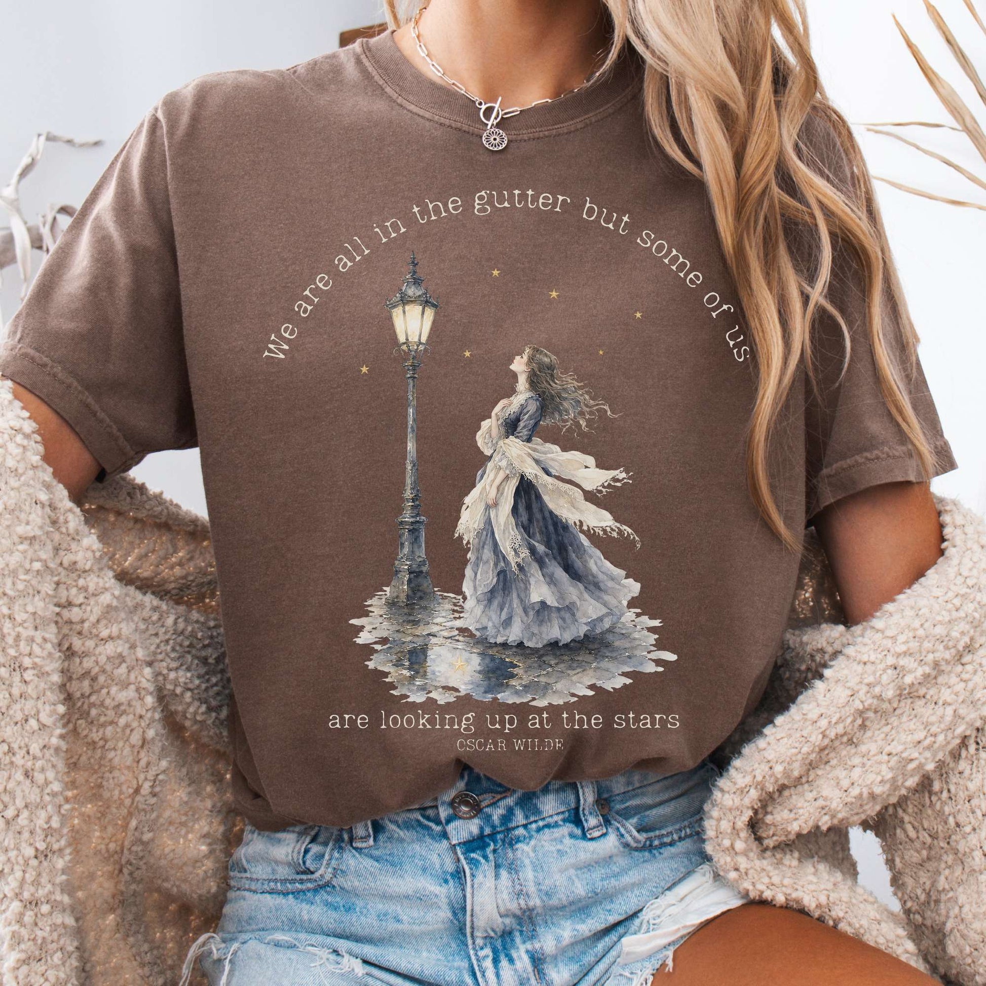 T-Shirt Espresso / S We Are All In The Gutter Oscar Wilde Literary T-Shirt The Mystic Eden