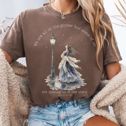 T-Shirt Espresso / S We Are All In The Gutter Oscar Wilde Literary T-Shirt The Mystic Eden