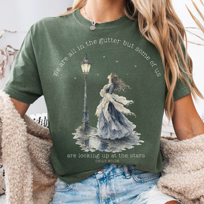 T-Shirt Moss / S We Are All In The Gutter Oscar Wilde Literary T-Shirt The Mystic Eden