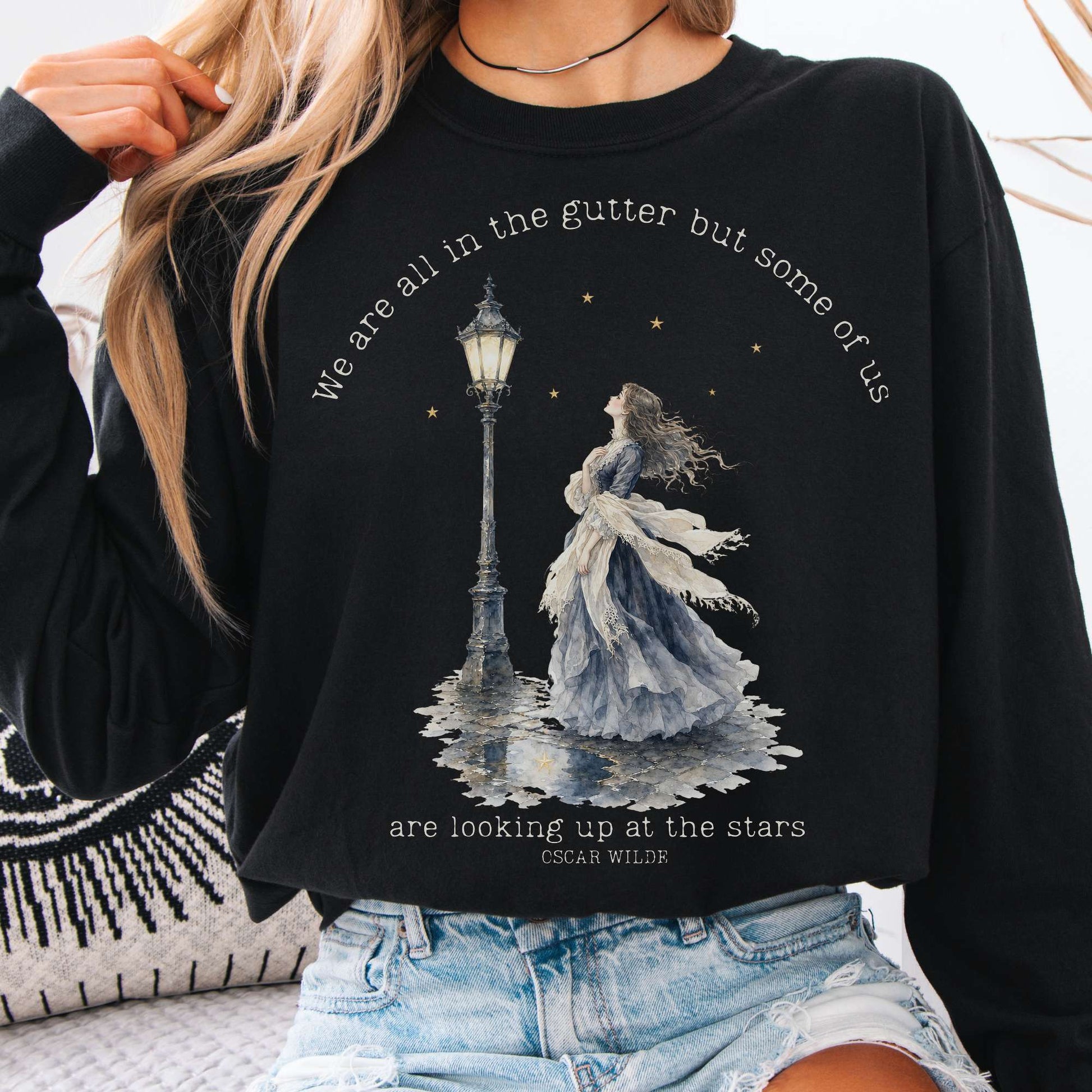 Long-sleeve Black / S We Are All In The Gutter Oscar Wilde Literary Long Sleeve The Mystic Eden