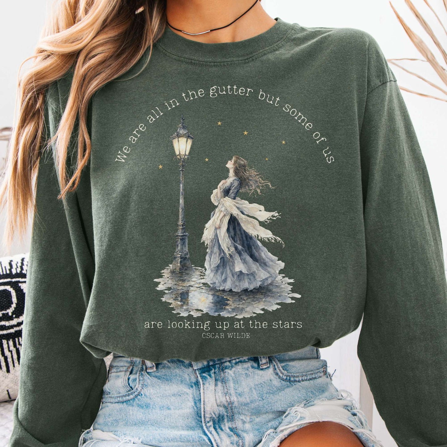 Long-sleeve Hemp / S We Are All In The Gutter Oscar Wilde Literary Long Sleeve The Mystic Eden
