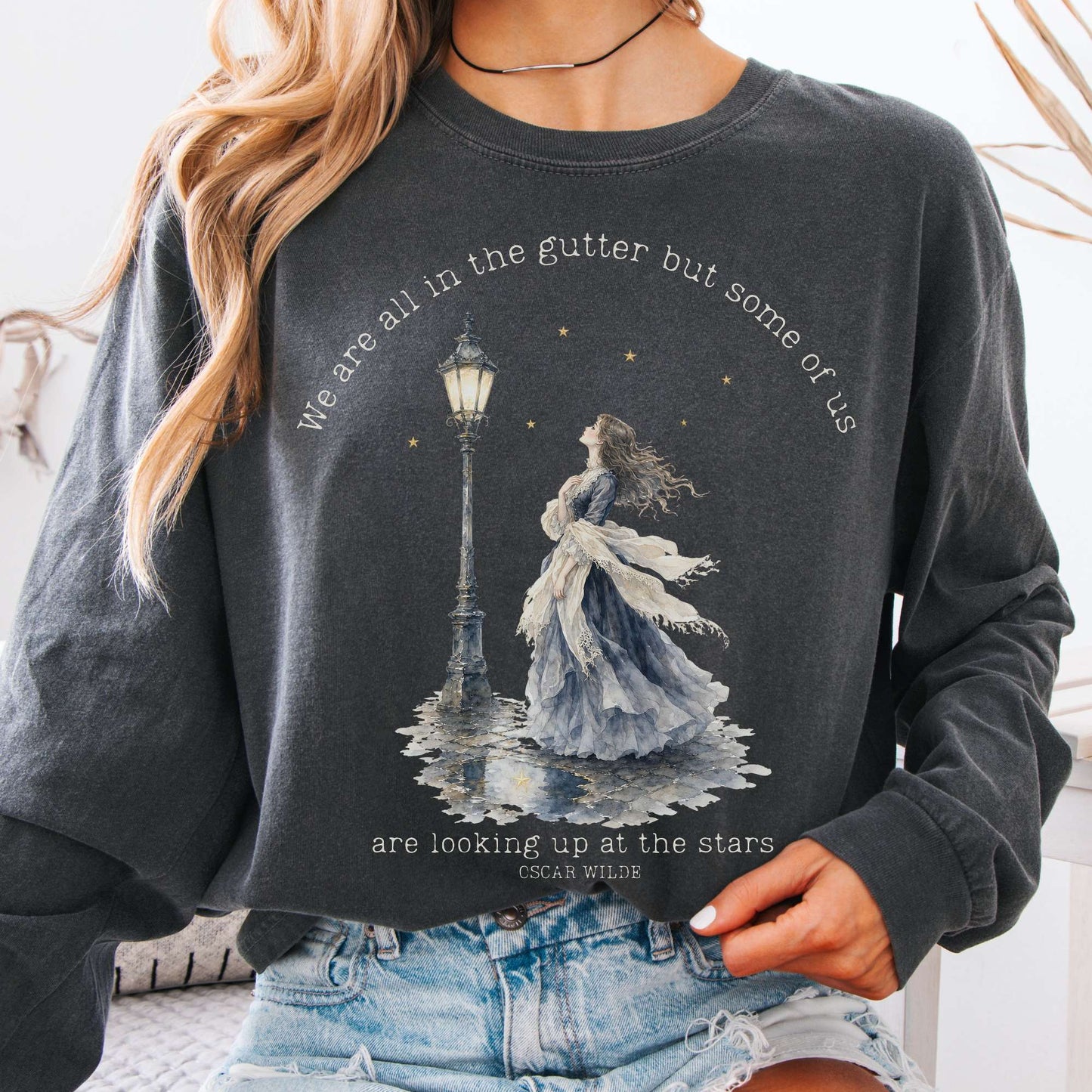 Long-sleeve Pepper / S We Are All In The Gutter Oscar Wilde Literary Long Sleeve The Mystic Eden