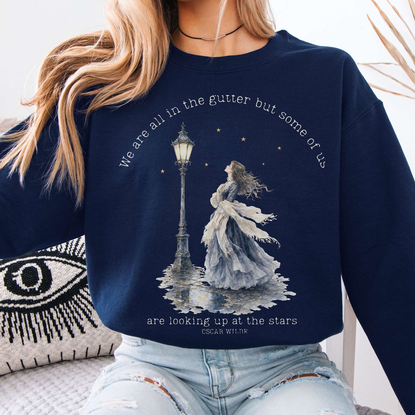 Sweatshirt Navy / S We Are All In The Gutter Oscar Wilde Literary Crewneck Sweatshirt The Mystic Eden