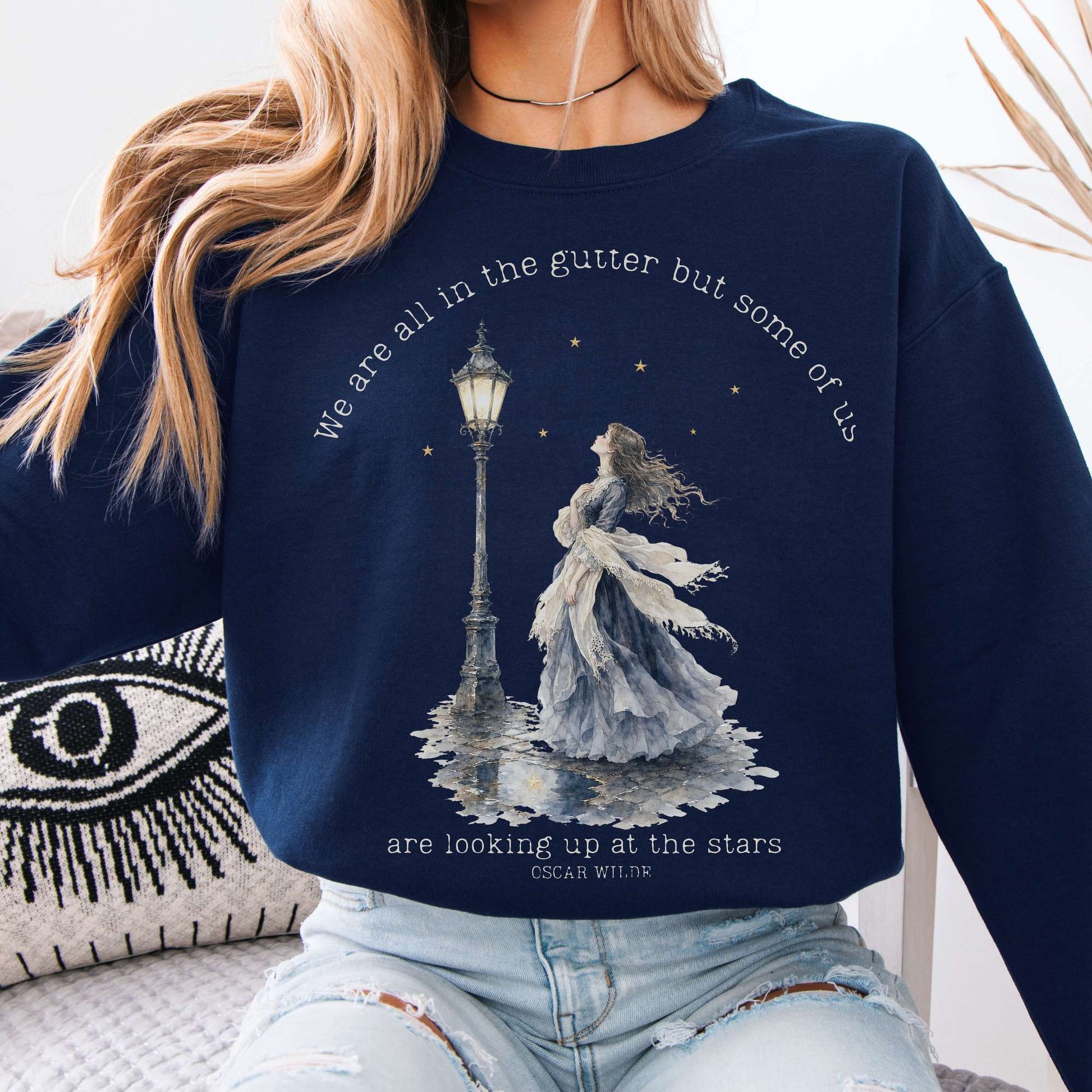 Sweatshirt Navy / S We Are All In The Gutter Oscar Wilde Literary Crewneck Sweatshirt The Mystic Eden