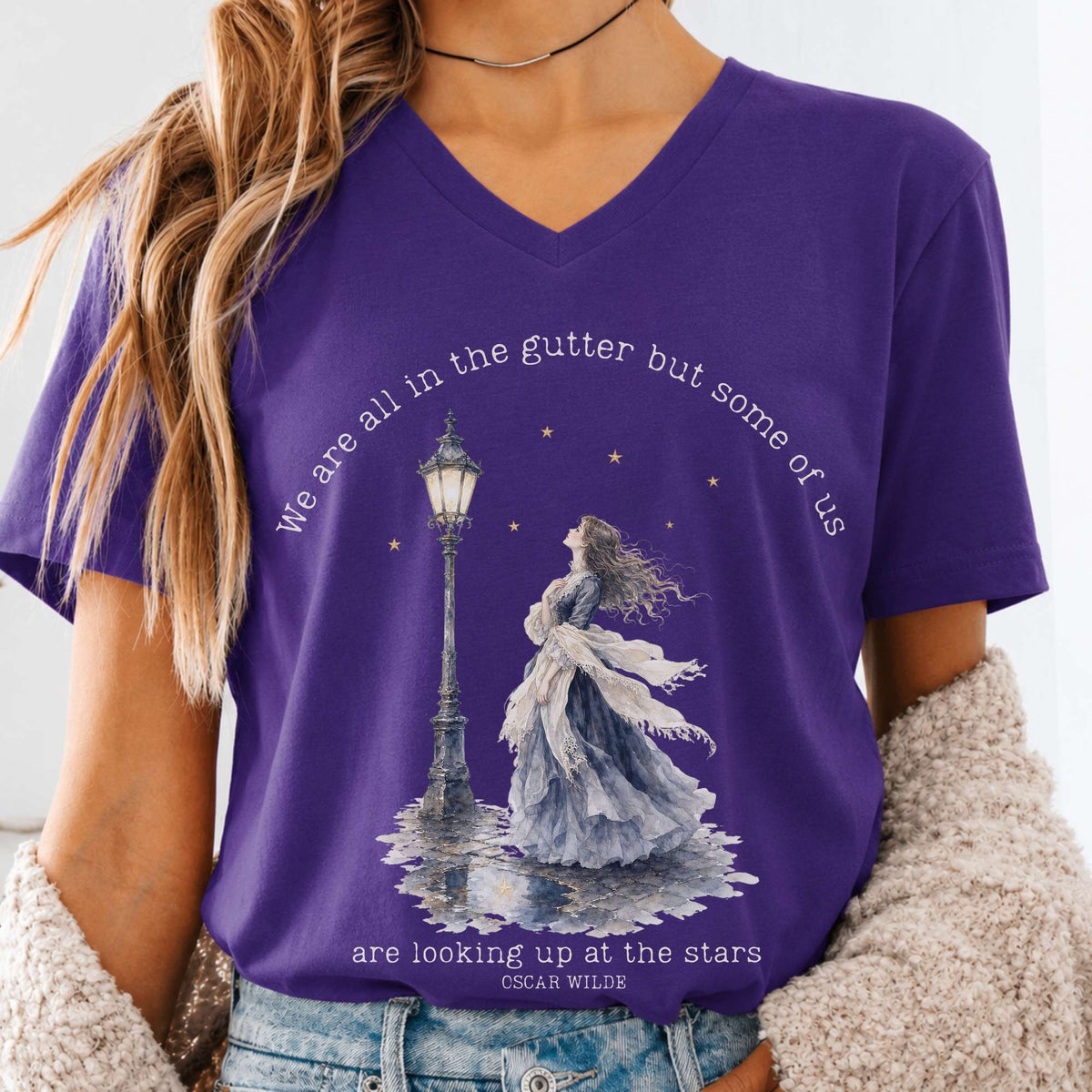 We Are All In The Gutter Oscar Wilde Literary V-Neck