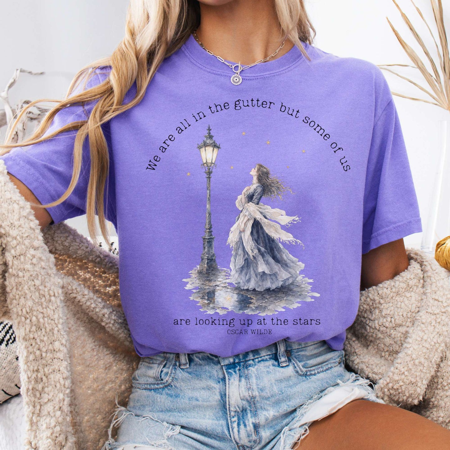 T-Shirt Violet / S We Are All In The Gutter Oscar Wilde Literary T-Shirt The Mystic Eden