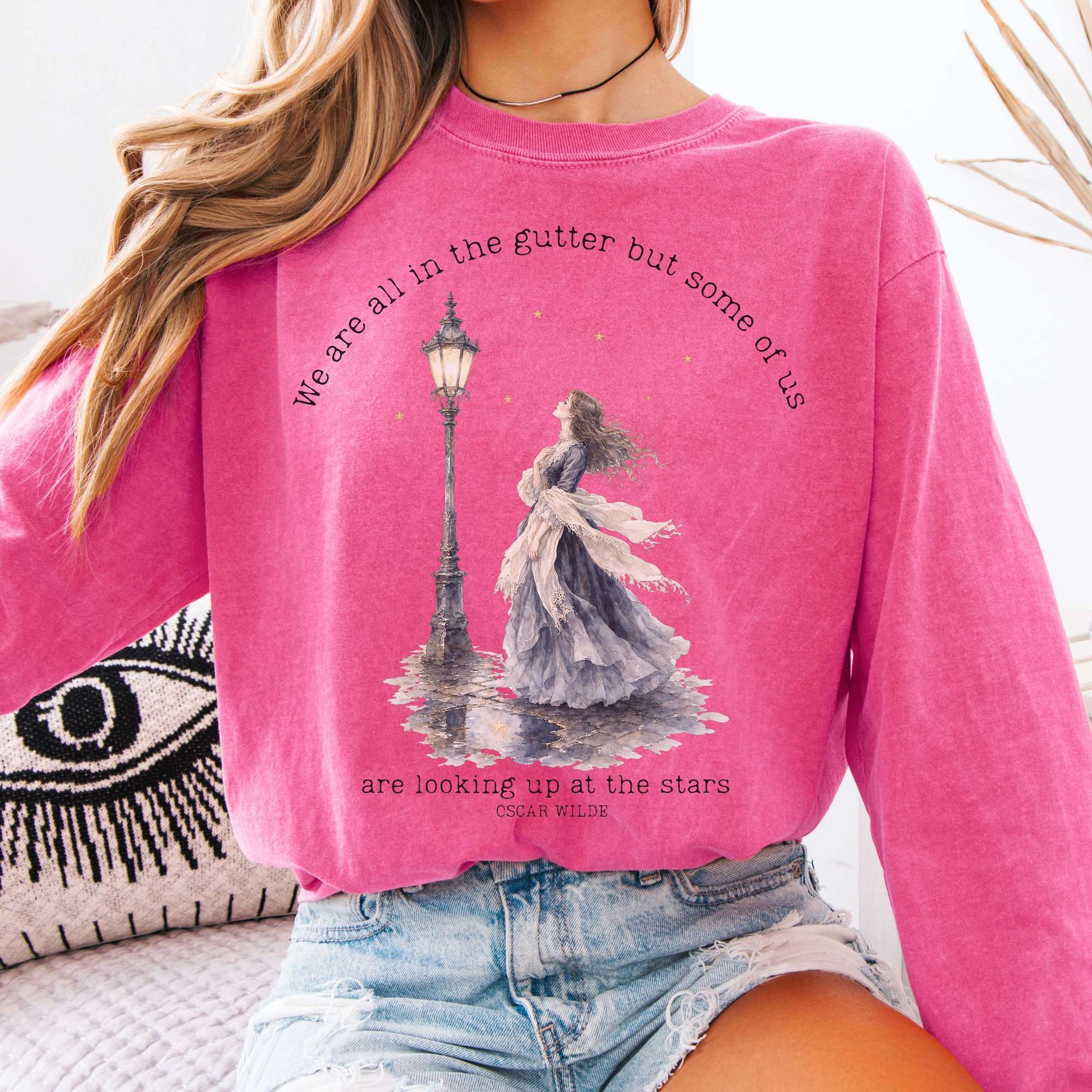 Long-sleeve Crunchberry / S We Are All In The Gutter Oscar Wilde Literary Long Sleeve The Mystic Eden