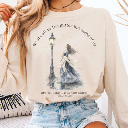 Long-sleeve Ivory / S We Are All In The Gutter Oscar Wilde Literary Long Sleeve The Mystic Eden