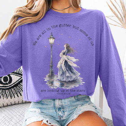 Long-sleeve Violet / S We Are All In The Gutter Oscar Wilde Literary Long Sleeve The Mystic Eden