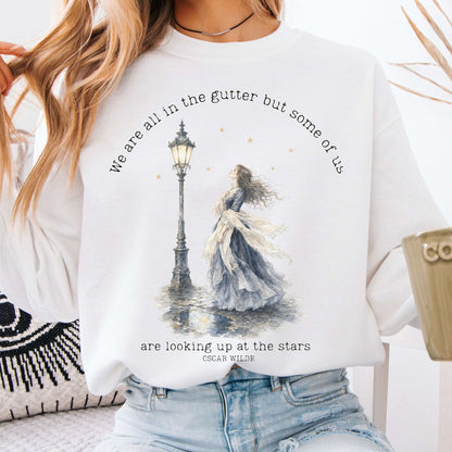 Sweatshirt White / S We Are All In The Gutter Oscar Wilde Literary Crewneck Sweatshirt The Mystic Eden