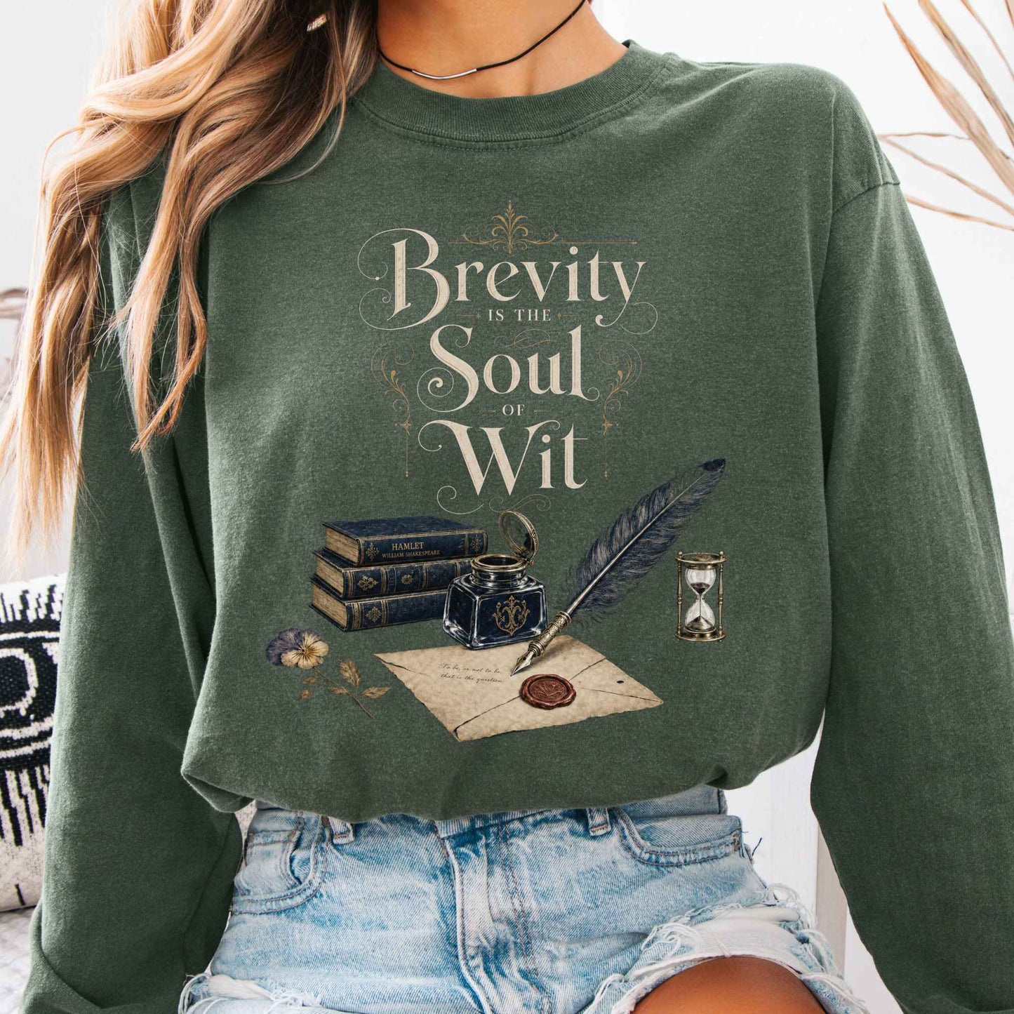 Long-sleeve Hemp / S Brevity Is the Soul of Wit Shakespeare Literary Long Sleeve The Mystic Eden