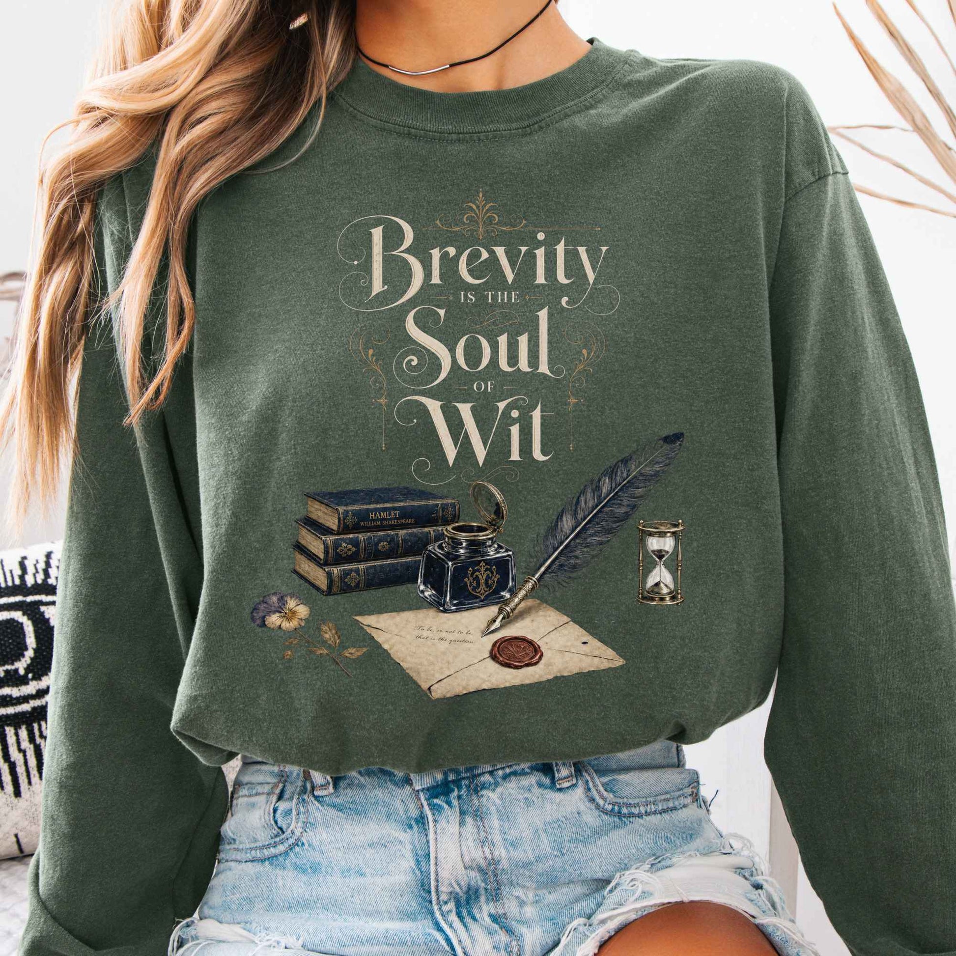 Long-sleeve Hemp / S Brevity Is the Soul of Wit Shakespeare Literary Long Sleeve The Mystic Eden