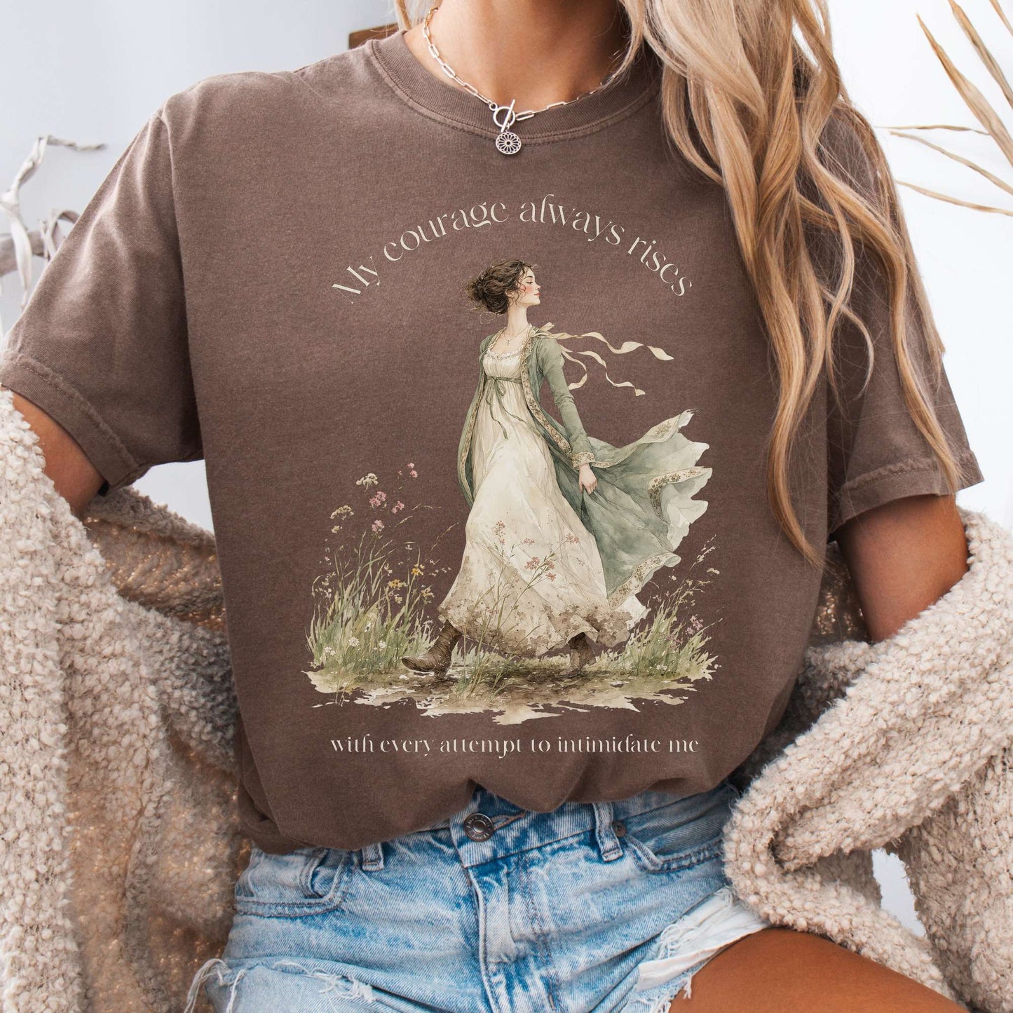 T-Shirt Espresso / S My Courage Always Rises Jane Austen Literary T-Shirt The Mystic Eden